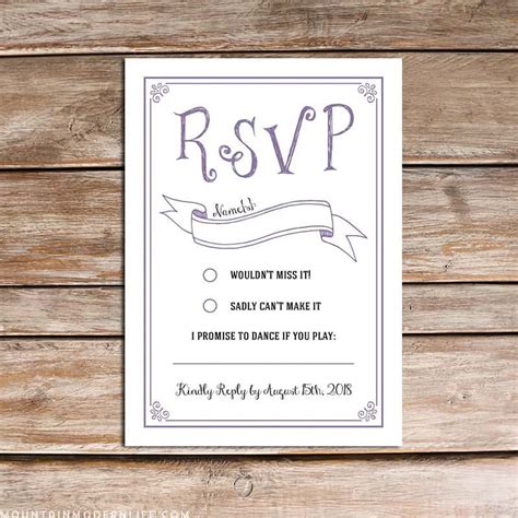 printable rsvp cards|Rustic .